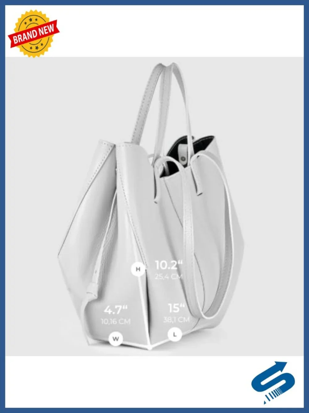 Italian Full-Grain Leather Tote Bag for Women, Structured Convertible Shoulder
